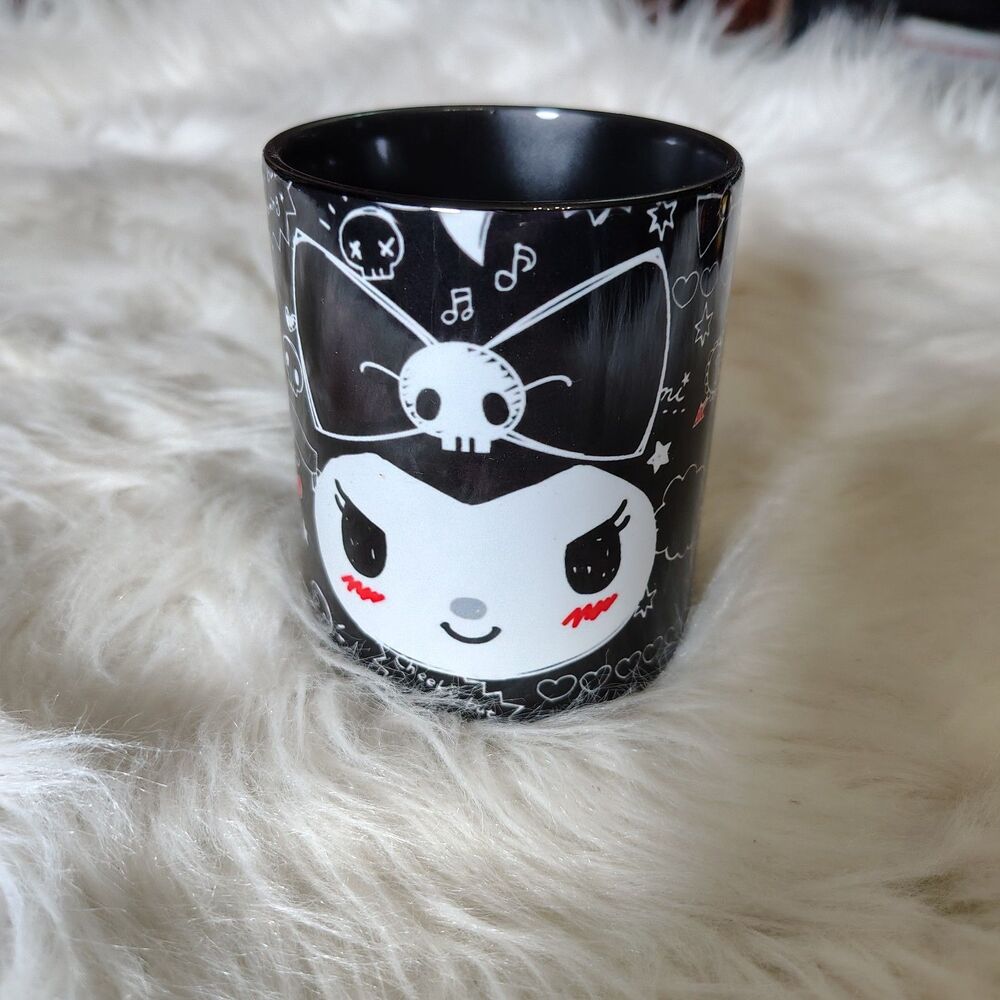 Kuromi Black Coffee Mug Skulls Hearts Music Notes